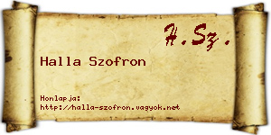 Halla Szofron névjegykártya